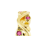 Yellow gold Marquise Pink Sapphire Vine Eternity Band with Bezel Setting_11