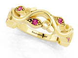 Yellow gold Marquise Pink Sapphire Vine Eternity Band with Bezel Setting_7