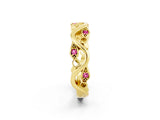 Yellow gold Marquise Pink Sapphire Vine Eternity Band with Bezel Setting_8