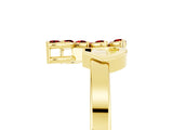 Yellow gold Marquise Ruby Cluster Bypass Ring with Prong Setting_11