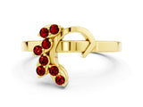 Yellow gold Marquise Ruby Cluster Bypass Ring with Prong Setting_6
