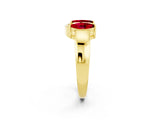Yellow gold Marquise Ruby Open Band Ring with Tension Setting_8