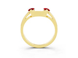 Yellow gold Marquise Ruby Open Band Ring with Tension Setting_9