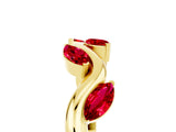 Yellow gold Marquise Ruby Twisted Band with Prong Setting_11