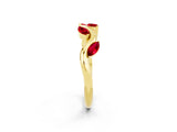 Yellow gold Marquise Ruby Twisted Band with Prong Setting_8