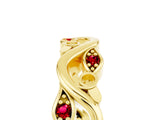 Yellow gold Marquise Ruby Vine Eternity Band with Bezel Setting_11