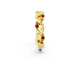Yellow gold Marquise Ruby Vine Eternity Band with Bezel Setting_8