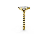 Yellow gold Marquise Solitaire Beaded Band Prong Setting Ring 2