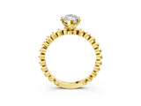 Yellow gold Marquise Solitaire Beaded Band Prong Setting Ring 3