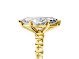 Yellow gold Marquise Solitaire Beaded Band Prong Setting Ring 5