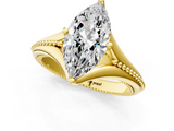 Yellow gold Marquise Solitaire Beaded Band Six-Prong Setting_5