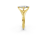 Yellow gold Marquise Solitaire Beaded Band Six-Prong Setting_6