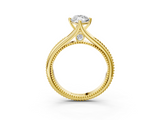 Yellow gold Marquise Solitaire Beaded Band Six-Prong Setting_7