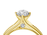 Yellow gold Marquise Solitaire Beaded Band Six-Prong Setting_8