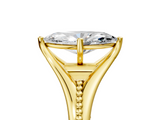 Yellow gold Marquise Solitaire Beaded Band Six-Prong Setting_9