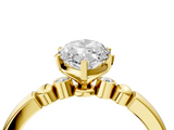 Yellow gold Marquise Solitaire Beaded Band with Four-Prong Setting_78