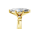 Yellow gold Marquise Solitaire Beaded Band with Four-Prong Setting_79
