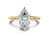 Yellow gold Marquise Solitaire Bezel Accent Diamond Engagement Ring with Beaded Band and Four-Prong Setting_54