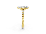 Yellow gold Marquise Solitaire Bezel Accent Diamond Engagement Ring with Beaded Band and Four-Prong Setting_55