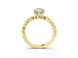 Yellow gold Marquise Solitaire Bezel Accent Diamond Engagement Ring with Beaded Band and Four-Prong Setting_57