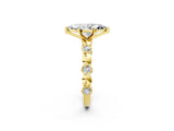 Yellow gold Marquise Solitaire Bezel-Set Diamond Ring with Beaded Band and Four-Prong Setting_57