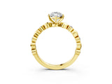 Yellow gold Marquise Solitaire Bezel-Set Diamond Ring with Beaded Band and Four-Prong Setting_58