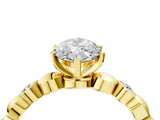Yellow gold Marquise Solitaire Bezel-Set Diamond Ring with Beaded Band and Four-Prong Setting_59