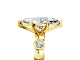 Yellow gold Marquise Solitaire Bezel-Set Diamond Ring with Beaded Band and Four-Prong Setting_60