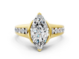 Yellow gold Marquise Solitaire Bezel-Set Diamond Ring with Channel-Set Band_41