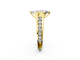 Yellow gold Marquise Solitaire Bezel-Set Diamond Ring with Channel-Set Band_43