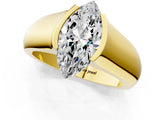 Yellow gold Marquise Solitaire Bezel Set Diamond Ring with Wide Band_4