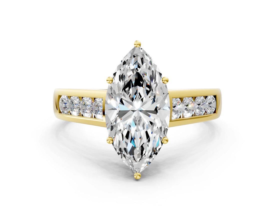 Yellow gold Marquise Solitaire Channel-Set Diamond Engagement Ring with Four-Prong Setting_32