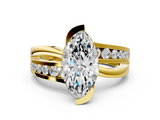 14K Yellow Gold 2.79 Carat F VVS2 Marquise Solitaire Channel-Set Split Shank Ring with Tension Prong Setting