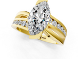 14K Yellow Gold 2.79 Carat F VVS2 Marquise Solitaire Channel-Set Split Shank Ring with Tension Prong Setting