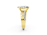 14K Yellow Gold 2.79 Carat F VVS2 Marquise Solitaire Channel-Set Split Shank Ring with Tension Prong Setting