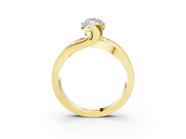 Yellow gold Marquise Solitaire Channel-Set Split Shank Ring with Tension Prong Setting