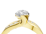 14K Yellow Gold 2.79 Carat F VVS2 Marquise Solitaire Channel-Set Split Shank Ring with Tension Prong Setting