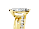 14K Yellow Gold 2.79 Carat F VVS2 Marquise Solitaire Channel-Set Split Shank Ring with Tension Prong Setting