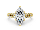 Yellow gold Marquise Solitaire Chevron Pave Diamond Engagement Ring with Six-Prong Setting_3