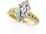 Yellow gold Marquise Solitaire Chevron Pave Diamond Engagement Ring with Six-Prong Setting_4