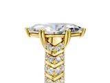 Yellow gold Marquise Solitaire Chevron Pave Diamond Engagement Ring with Six-Prong Setting_8