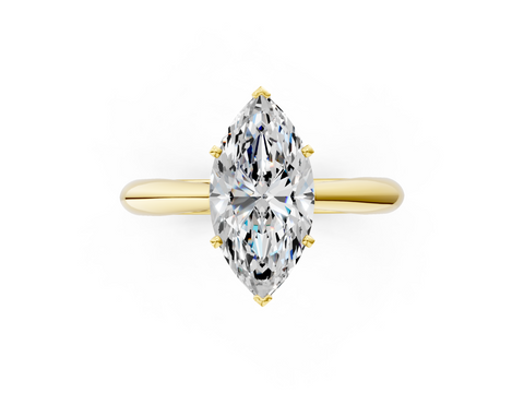 Yellow gold Marquise Solitaire Diamond Engagement Ring with Cathedral Setting and Four-Prong Mount on a Classic Band_202