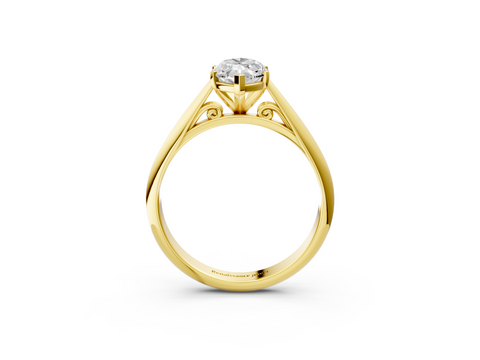 Yellow gold Marquise Solitaire Diamond Engagement Ring with Cathedral Setting and Four-Prong Mount on a Classic Band_205