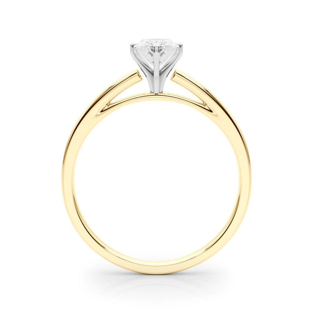 Yellow gold Marquise Solitaire Diamond Engagement Ring with Four-Prong Setting on a Classic Band 2