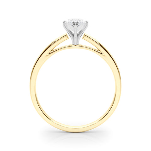 Yellow gold Marquise Solitaire Diamond Engagement Ring with Four-Prong Setting on a Classic Band 2