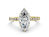 Yellow gold Marquise Solitaire Diamond Engagement Ring with Pavé Band and Six-Prong Setting_27