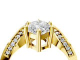 Yellow gold Marquise Solitaire Diamond Engagement Ring with Pave Band and Four-Prong Setting 5
