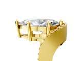 Yellow gold Marquise Solitaire Diamond Engagement Ring with Pave Band and Four-Prong Setting