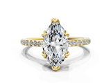 Yellow gold Marquise Solitaire Diamond Engagement Ring with Pave Band and Six-Prong Setting_60