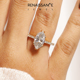 Yellow gold Marquise Solitaire Diamond Engagement Ring with Pave Band and Six-Prong Setting_84
